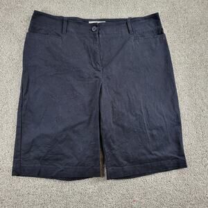 Talbots Womens Shorts 12 Black 10.5" Perfect Stretch Bermuda Chino Twill Casual